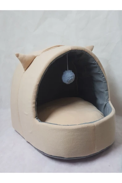 Kedi Köpek Yatağı Yuvası Yıkanabilir Kulaklı Bordo ürün görseli 1