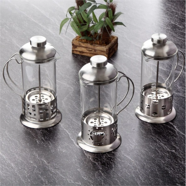 Çelik Kulplu Cam French Press - 350 ml ürün görseli 1