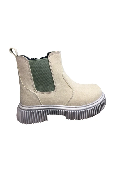 OrtopedikAL 1087 Filet Unisex Erkek Ve Kız Çocuk Bot Bej Süet Yanı Lastikli ve Fermuarlı Anatomik ürün görseli 1