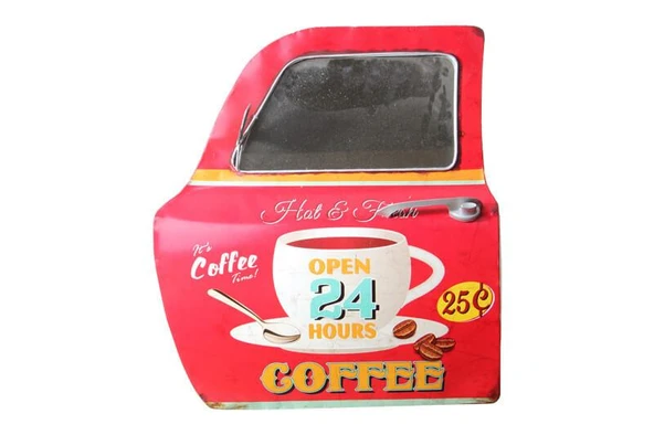 Dekoratif Coffee Temalı Kırmızı Araba Kapısı Ayna Hediyelik ürün görseli 1