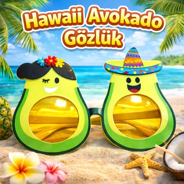 Hawaii Temalı Avokado Gözlük – Kostüm & Parti Gözlüğü ürün görseli 1