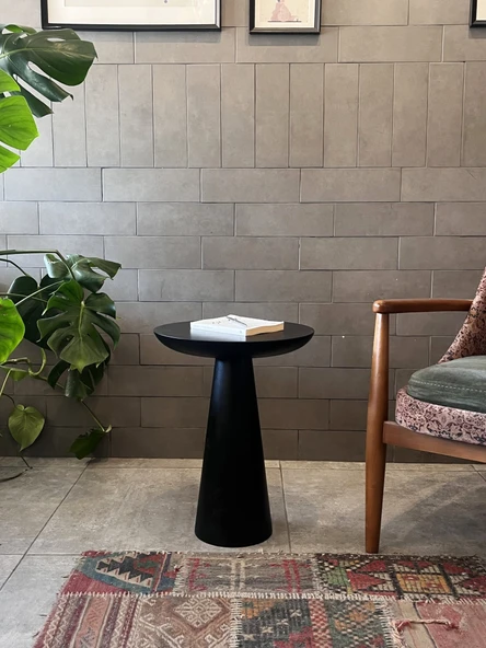 Tekli Zigon Mantar Sehpa Mushroom / Masif Ahşap Modern Yan Sehpa (Siyah) ürün görseli 1