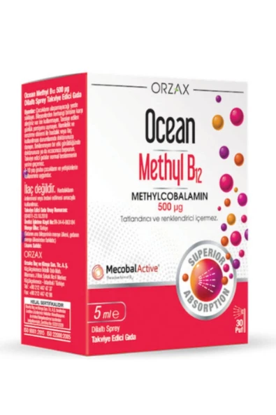 Orzax Ocean Methyl B12 Dilaltı Sprey 5 ml ürün görseli 1