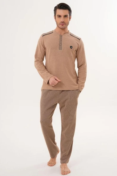 Mecit 2998 Kahve Selanik Kumaş Kışlık Erkek Pijama Takımı ürün görseli 1
