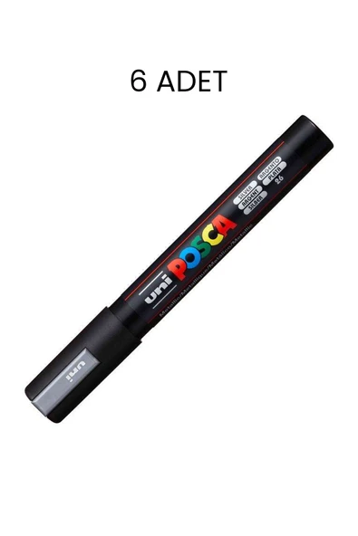 UNİ-BALL Posca PC-5M Su Bazlı Marker Kalem 6'lı Kutu ürün görseli 1