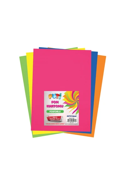 VİVA Puti Fon Kartonu Fosforlu 50x70 Karışık Renk 50 Adet ürün görseli 1