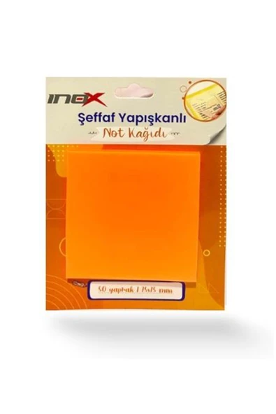 VİVA İnox Şeffaf Yapışkanlı Not Kağıdı 75x75 Turuncu 50'li ürün görseli 1