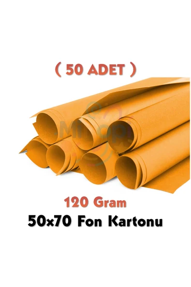 Minopi Turuncu Fon Kartonu 50x70 cm 50'li Paket 120 gr Renkli Fon Kartonu ürün görseli 1