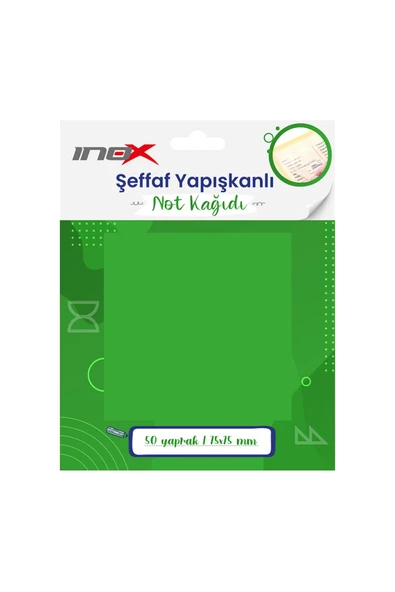 VİVA İnox Şeffaf Yapışkanlı Not Kağıdı 75x75 Yeşil 50'li ürün görseli 1