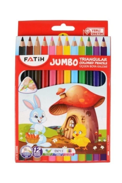 Fatih Kuruboya Jumbo 12 Renk Tam Boy Üçgen ürün görseli 1
