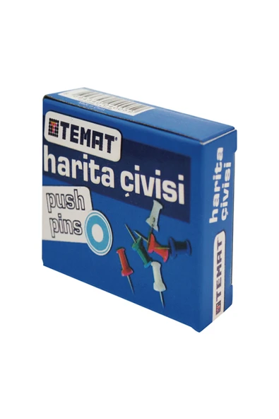 Temat Renkli Harita Çivisi 1 Kutu ürün görseli 1