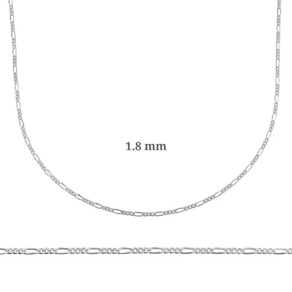 1.8 mm Harem Altın Gümüş Figaro Zincir - 0.50 mikron ürün görseli 1