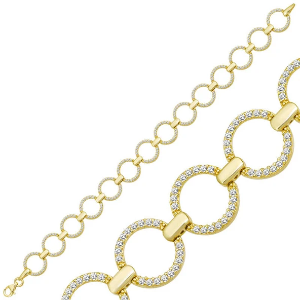 Harem Altın Gümüş Gold Yuvarlak Taşlı Kadın Bileklik ürün görseli 1