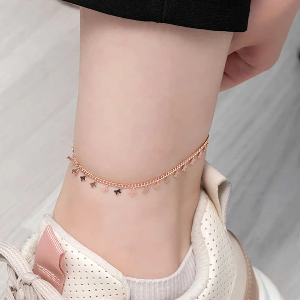 Harem Altın Gümüş Rose Kelebek Halhal ürün görseli 1