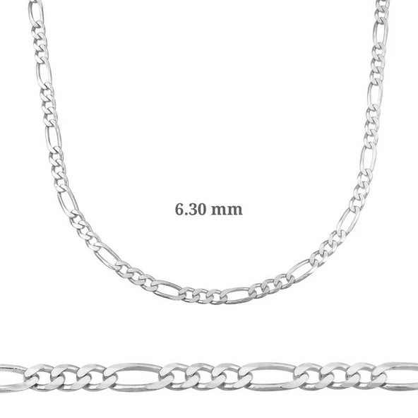 6.30 mm Harem Altın Gümüş Figaro Zincir - 180 mikron ürün görseli 1
