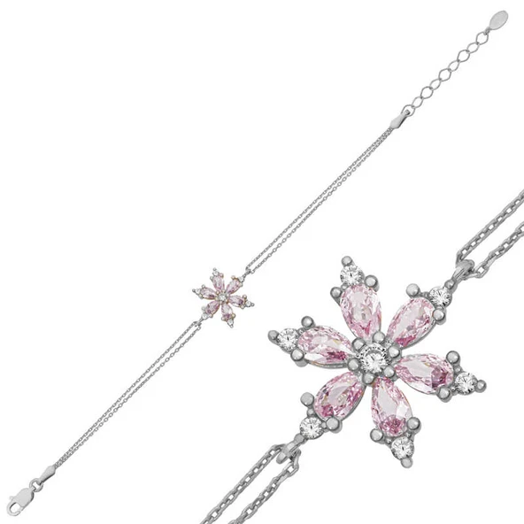 Harem Altın Gümüş Pembe Lotus Çiçeği Kadın Bileklik ürün görseli 1