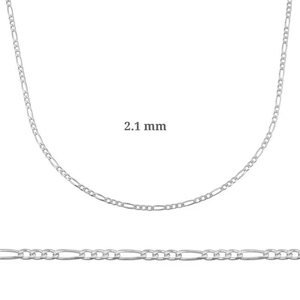 2.10 mm Harem Altın Gümüş Figaro Zincir - 0.60 mikron ürün görseli 1