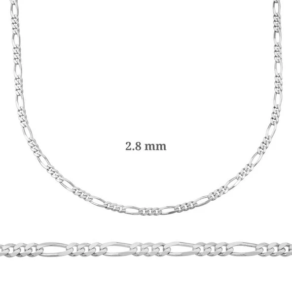 2.8 mm Harem Altın Gümüş Figaro Zincir - 0.80 mikron ürün görseli 1