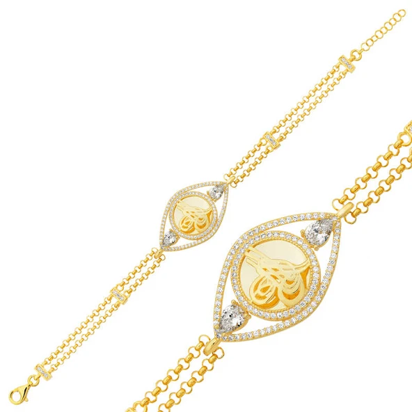 Harem Altın Gümüş Gold Kaplama Tuğralı Kadın Bileklik ürün görseli 1