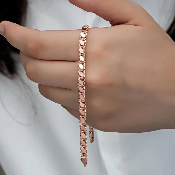 Harem Altın Gümüş Rose Pullu Zincir Kadın Bileklik ürün görseli 1