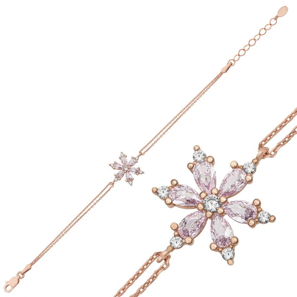 Harem Altın Gümüş Rose Pembe Lotus Çiçeği Kadın Bileklik ürün görseli 1