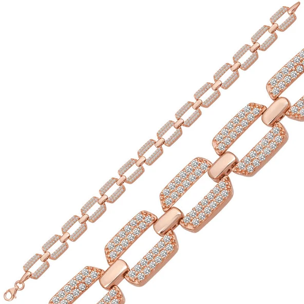 Harem Altın Gümüş Rose Zirkon Taşlı Kadın Bileklik ürün görseli 1