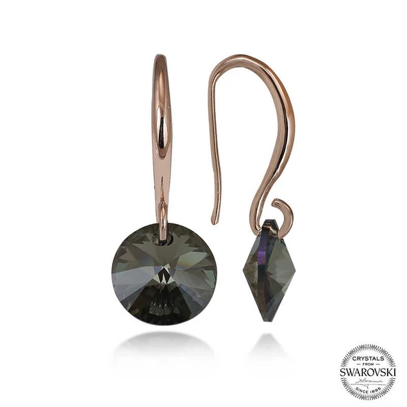 Swarovski Crystal Taşlı Harem Altın Gümüş Yeşil Taşlı Yuvarlak Sallantılı Kadın Küpe ürün görseli 1