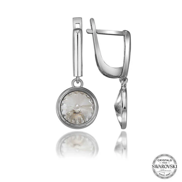 Swarovski Crystal Taşlı Harem Altın Gümüş Beyaz Sallantılı Kadın Küpe ürün görseli 1