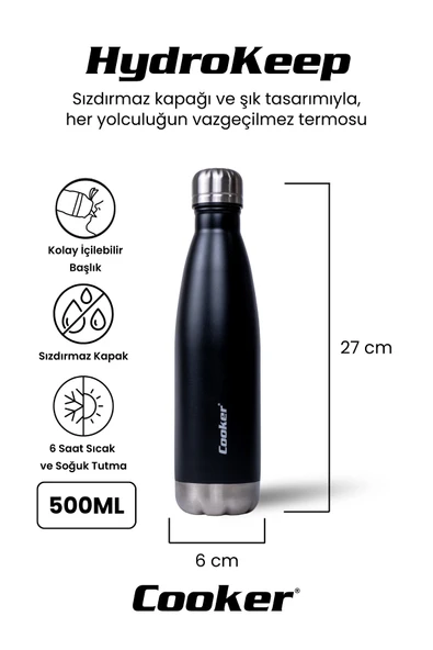 Cooker HydroKeep 500 ml Paslanmaz Çelik Şişe Termos CKR2071 - Resim 12
