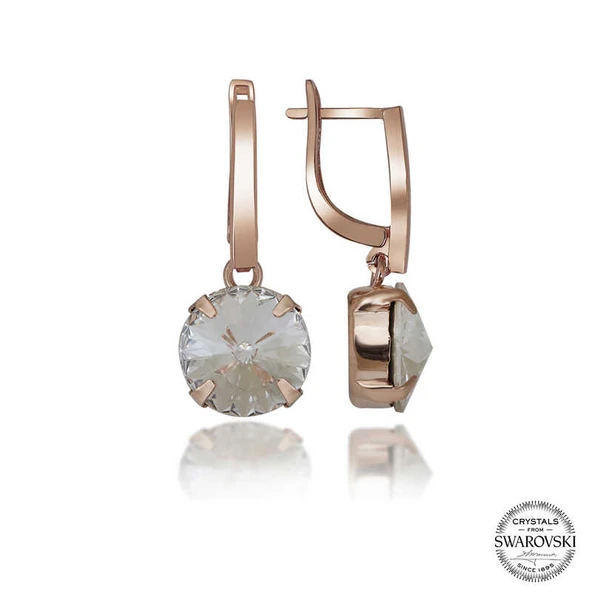 Swarovski Crystal Taşlı Harem Altın Gümüş Beyaz Sallantılı Kadın Küpe ürün görseli 1