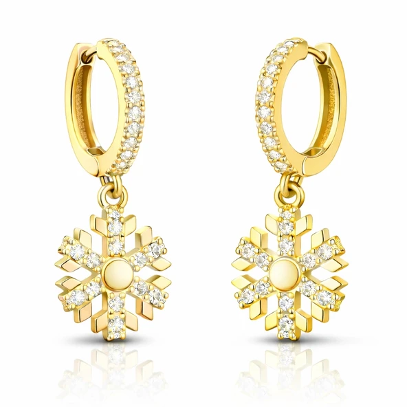 Harem Altın Gümüş Sallantılı Gold Kar Tanesi Kadın Küpe ürün görseli 1