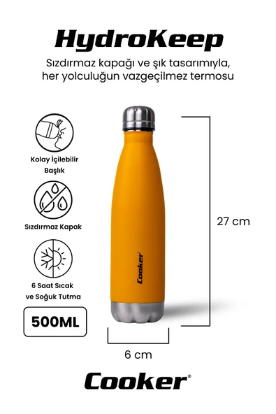 Cooker HydroKeep 500 ml Paslanmaz Çelik Şişe Termos CKR2071 - Resim 2