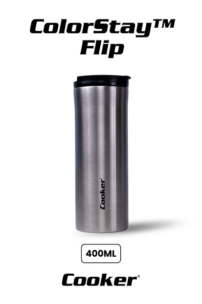 Cooker ColorStay Flip 400 ml Paslanmaz Çelik Bardak Termos CKR2066 ürün görseli 1