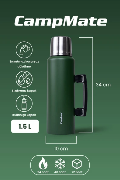 Cooker CampMate 1.5 L Paslanmaz Çelik Termos CKR2085 - Resim 2