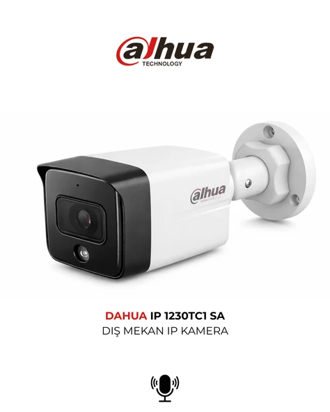 Dahua IPC-HDW1230TC1-SA 3.6mm 2MP Gece Görüşlü Bullet IP Kamera Sesli ürün görseli 1