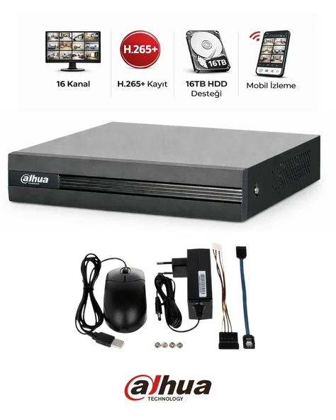 Dahua XVR1B16 I T 16 Kanal H.265+ Güvenlik DVR Sistemi ürün görseli 1