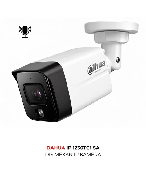 Dahua IPC-HFW1230TC1-SA-0360B-S6 2MP Sesli Bullet Starligth IP Kamera ürün görseli 1