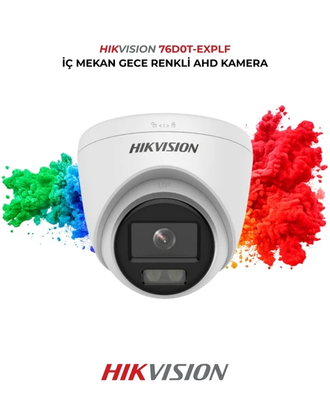 Hikvision DS-2CE76D0T-EXLPF Gece Renkli İç Mekan Dome Kamera 2MP ürün görseli 1
