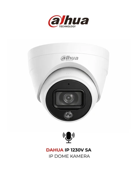 Dahua IPC-HDW1230V-SA-0280B 1080P 2.8mm Lens IP Dome Kamera Sesli ürün görseli 1