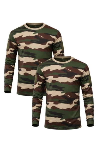 Single Sword 2’li Set Unisex Kamuflaj Desen Uzun Kollu %100 Pamuk Kamp · Askeri · Spor · Günlük T-Shirt 2XL//USA ürün görseli 1