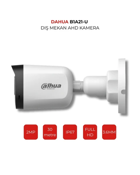 Dahua HAC-B1A21-U-0360B 2MP IR Bullet Güvenlik Kamerası 3.6mm Lens ürün görseli 1