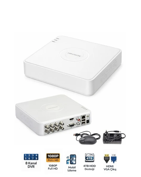Hikvision DS-7108HGHI-M1 Turbo HD DVR 8 Kanal Güvenlik Kayıt Cihazı ürün görseli 1