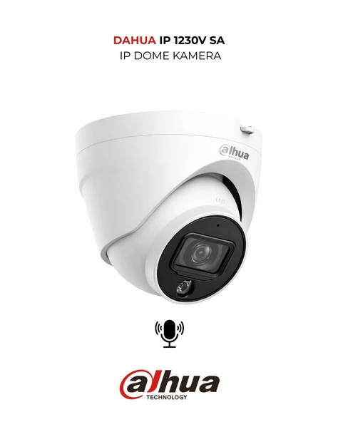 Dahua IPC-HDW1230V-SA-0280B 2MP Dahili Mikrofonlu IP Dome Kamera ürün görseli 1