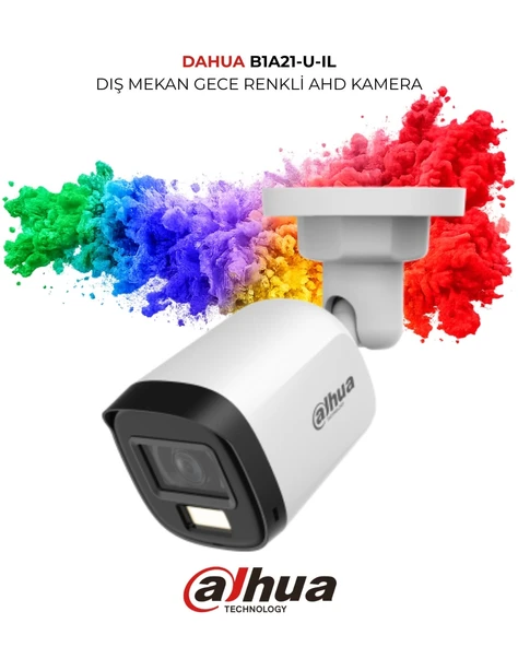 Dahua B1a21-u-ıl 2mp 3.6mm 30 Metre Gece Renkli Görüşlü 2mp Ahd Bullet Kamera ürün görseli 1