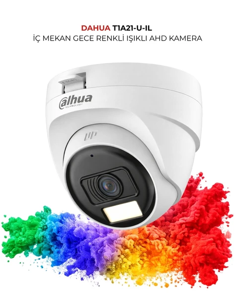 Dahua Smart Dual Light Dome Kamera 2MP HAC T1A21P U IL 1080P Akıllı Işık ürün görseli 1