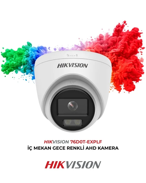 Hikvision 2MP Gece Renkli Dome Kamera DS-2CE76D0T-EXLPF 2.8mm ürün görseli 1