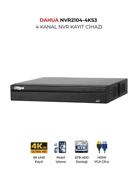 Dahua NVR2104HS 4KS3 4 Kanal Akıllı Güvenlik Kamera NVR Cihazı ürün görseli 1