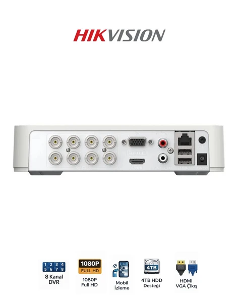 Hikvision DS-7108HGHI-M1 8 Kanal Mini DVR H.265+ Kayıt Cihazı ürün görseli 1