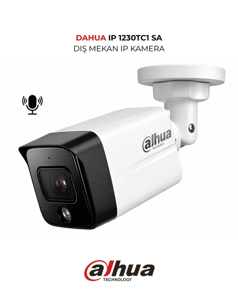 Dahua IPC-HDW1230TC1-SA 3.6mm 2MP PoE Bullet Kamera Sesli IP ürün görseli 1