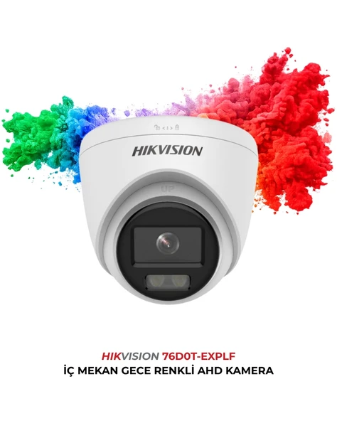 Hikvision DS-2CE76D0T-EXLPF Gece Renkli Turbo HD Dome Kamera 2MP 2.8mm ürün görseli 1